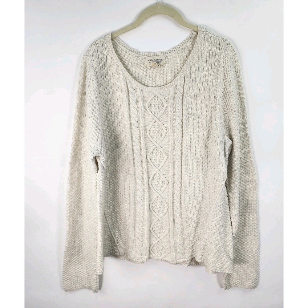 DENIM & SUPPLY Ralph Lauren Sweater Women's XL Ivory Cable Knit